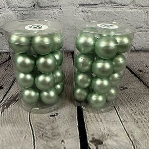 The Whitehurst Company Glass Christmas Ornaments 2.75” 2 Sets Matte Seafoam Blue